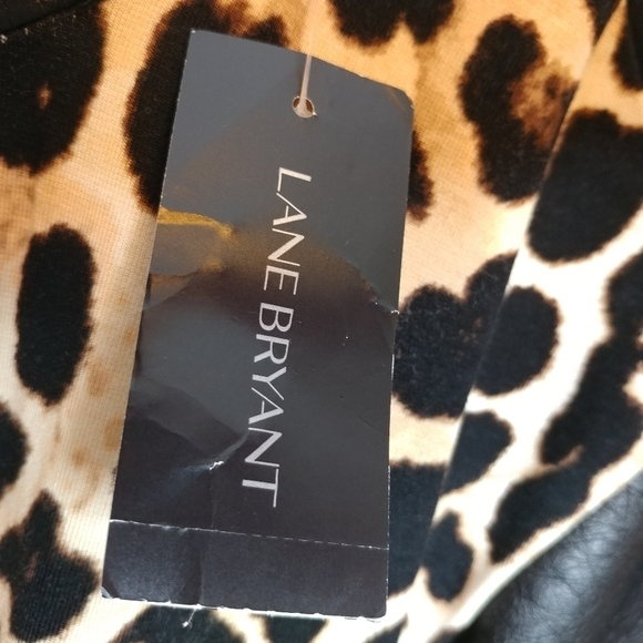 Lane Bryant Size 26 Double V Neck Dress Black Leopard‎ Print A Line Cap Sleeve - Picture 10 of 12